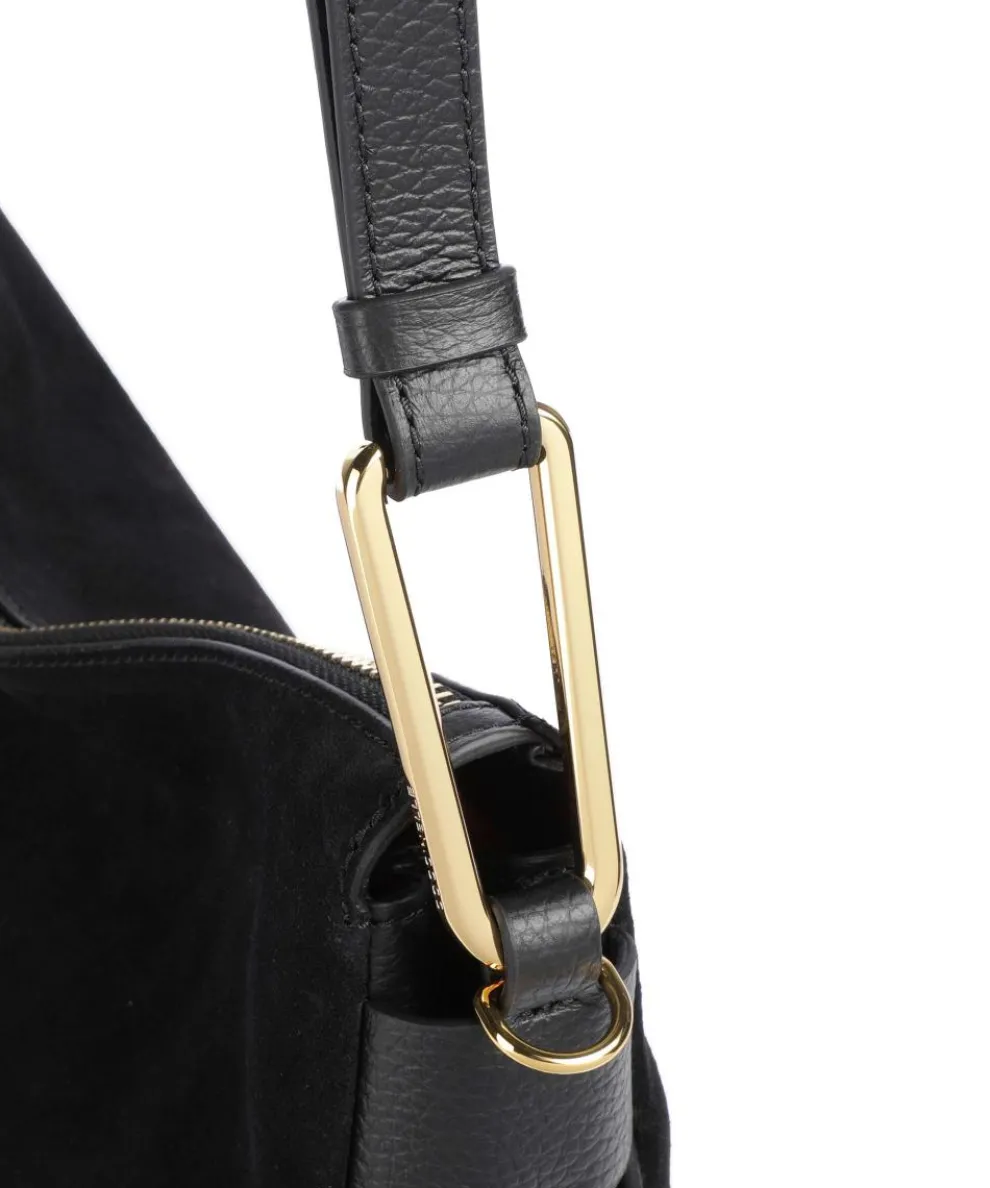 Magie Suede Beuteltasche aufgerautes Leder, genarbtes Leder schwarz