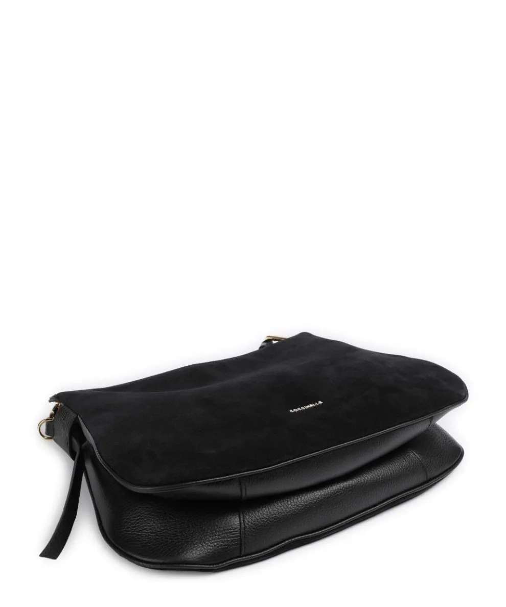 Magie Suede Beuteltasche aufgerautes Leder, genarbtes Leder schwarz