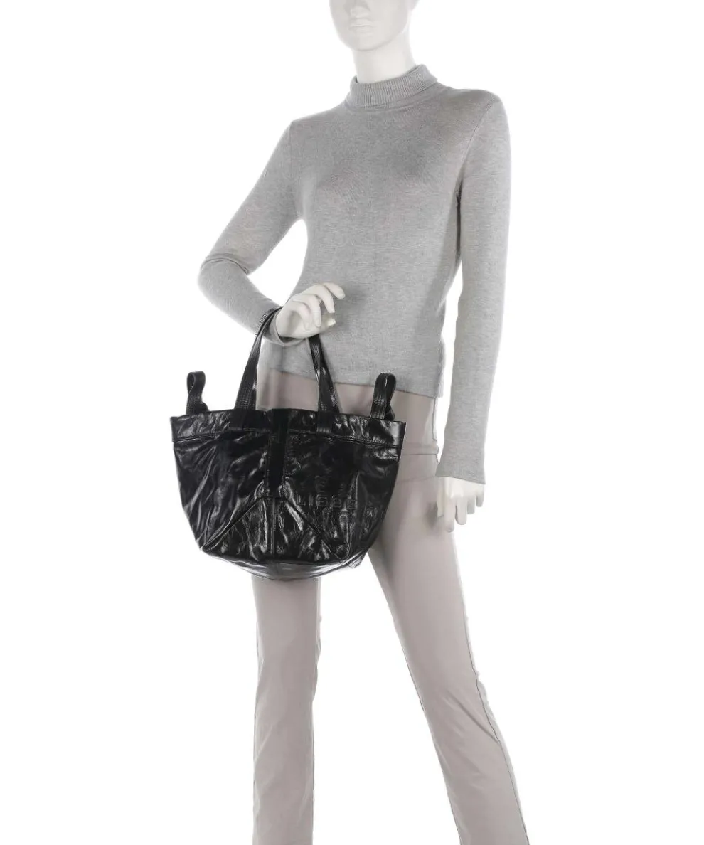 Elvira Paper Touch Crinkle S Handtasche fein genarbtes Leder schwarz