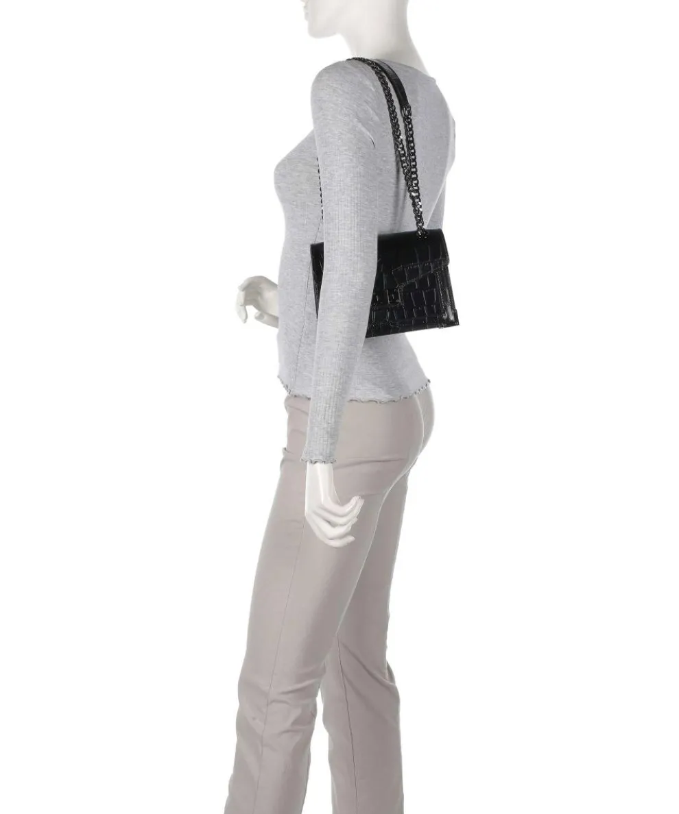 Emily Schultertasche geprägtes Rindsleder schwarz