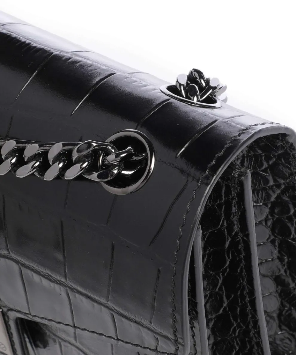 Emily Schultertasche geprägtes Rindsleder schwarz