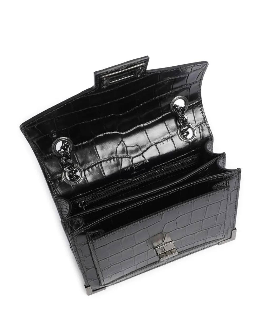 Emily Schultertasche geprägtes Rindsleder schwarz