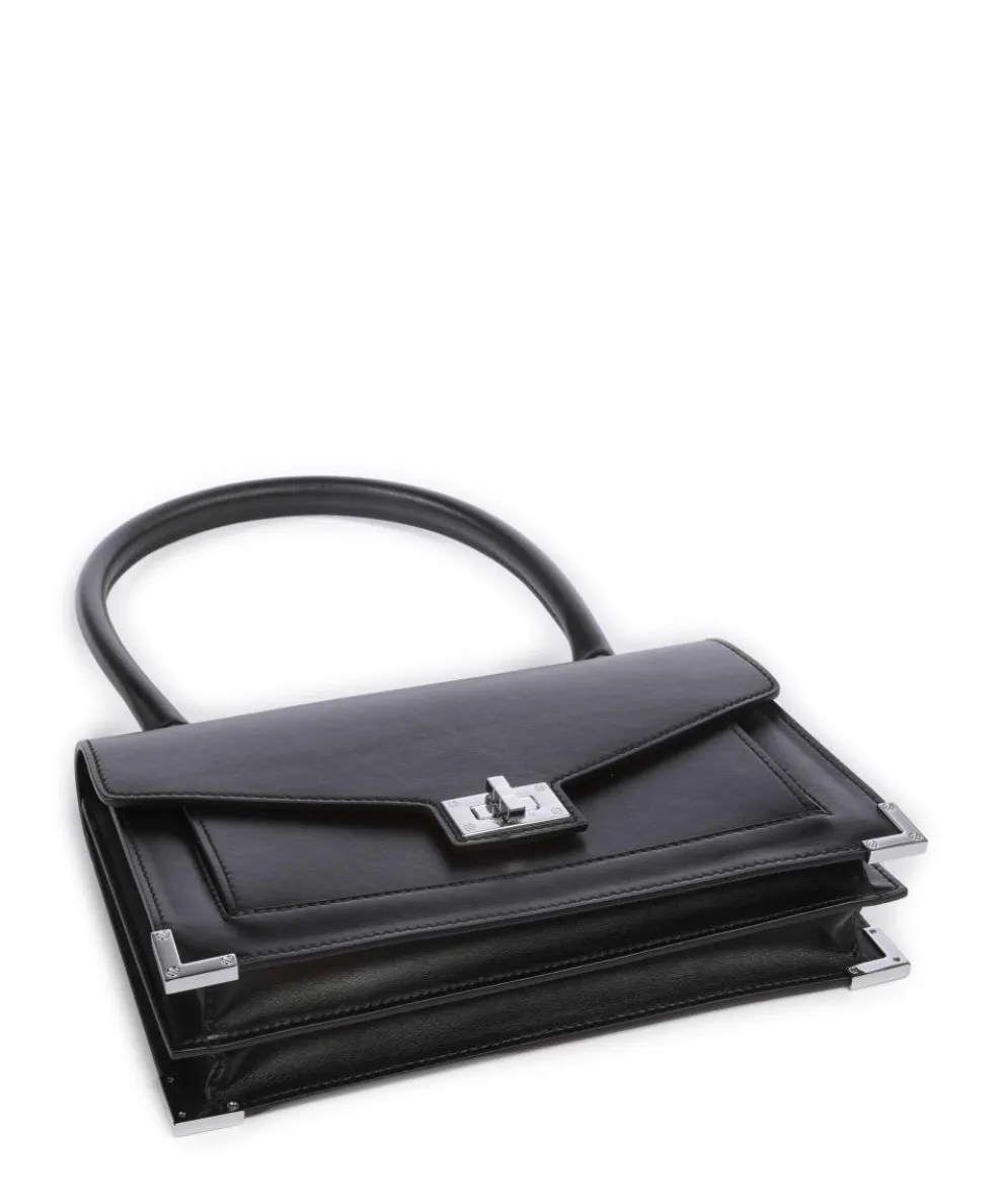 Emily Schultertasche fein genarbtes Rindsleder schwarz