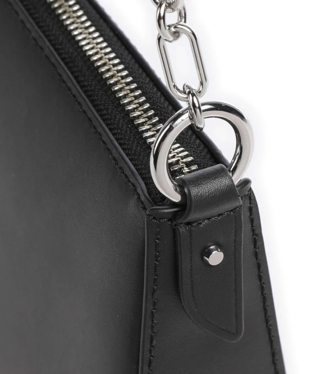 Empire Schultertasche fein genarbtes Leder schwarz