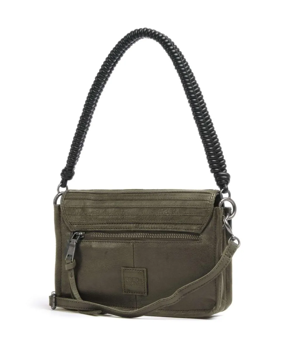 Enna Schultertasche genarbtes Leder graugrün