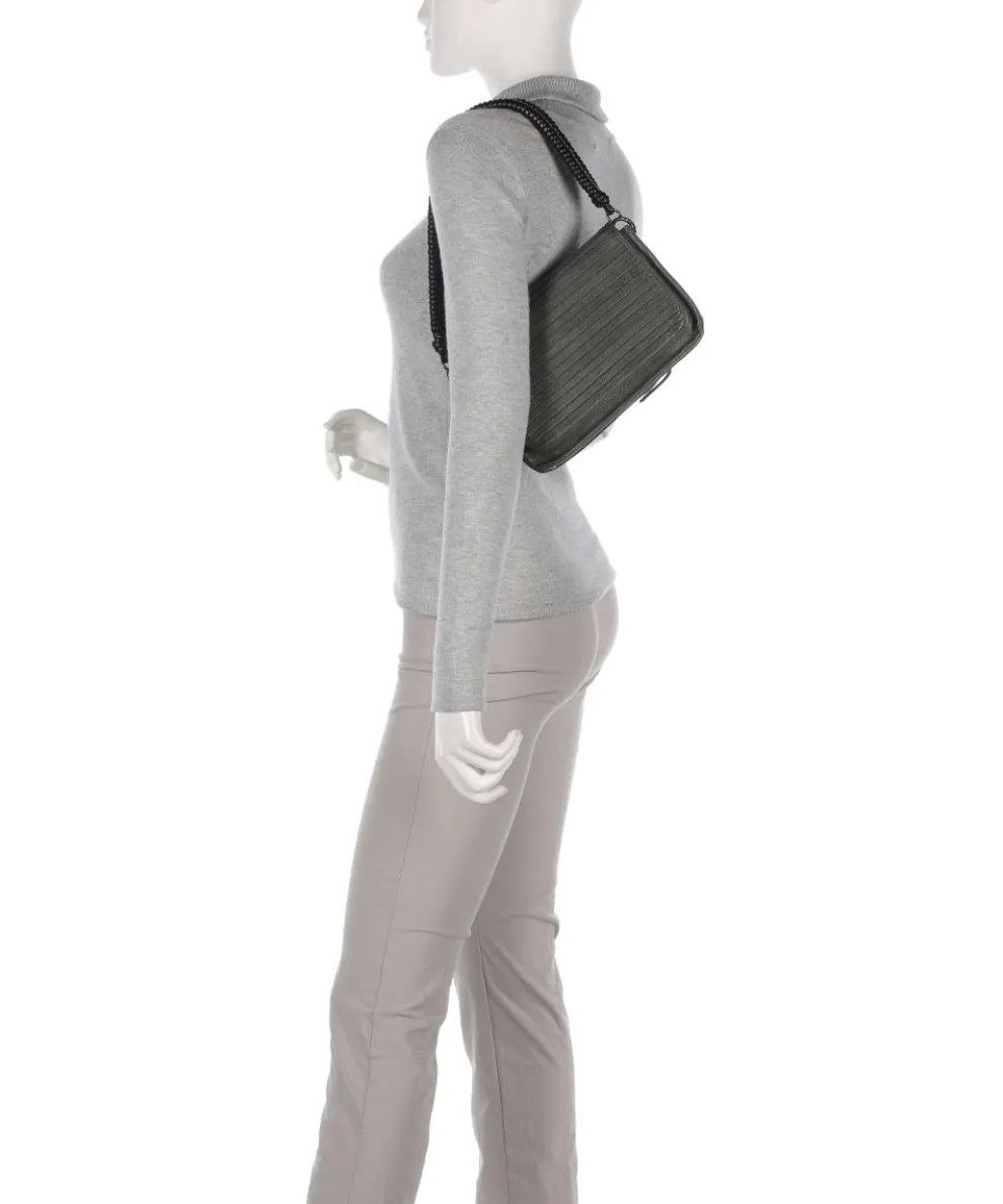 Enna Schultertasche genarbtes Leder graugrün