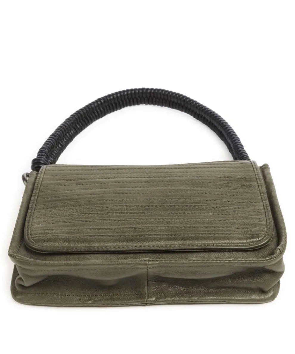 Enna Schultertasche genarbtes Leder graugrün