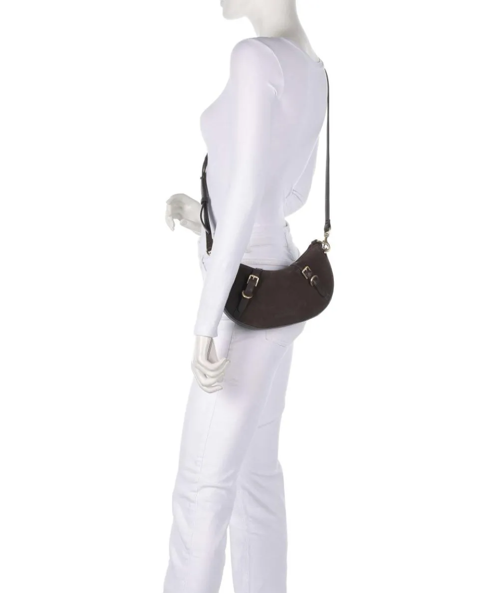 Enya Cozy Mini Schultertasche aufgerautes Leder dunkelbraun