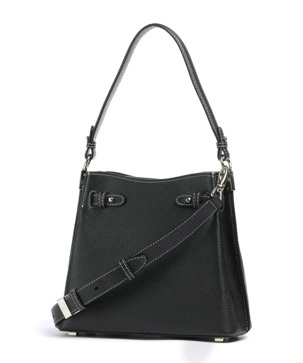 Farah M Beuteltasche genarbtes Rindsleder schwarz