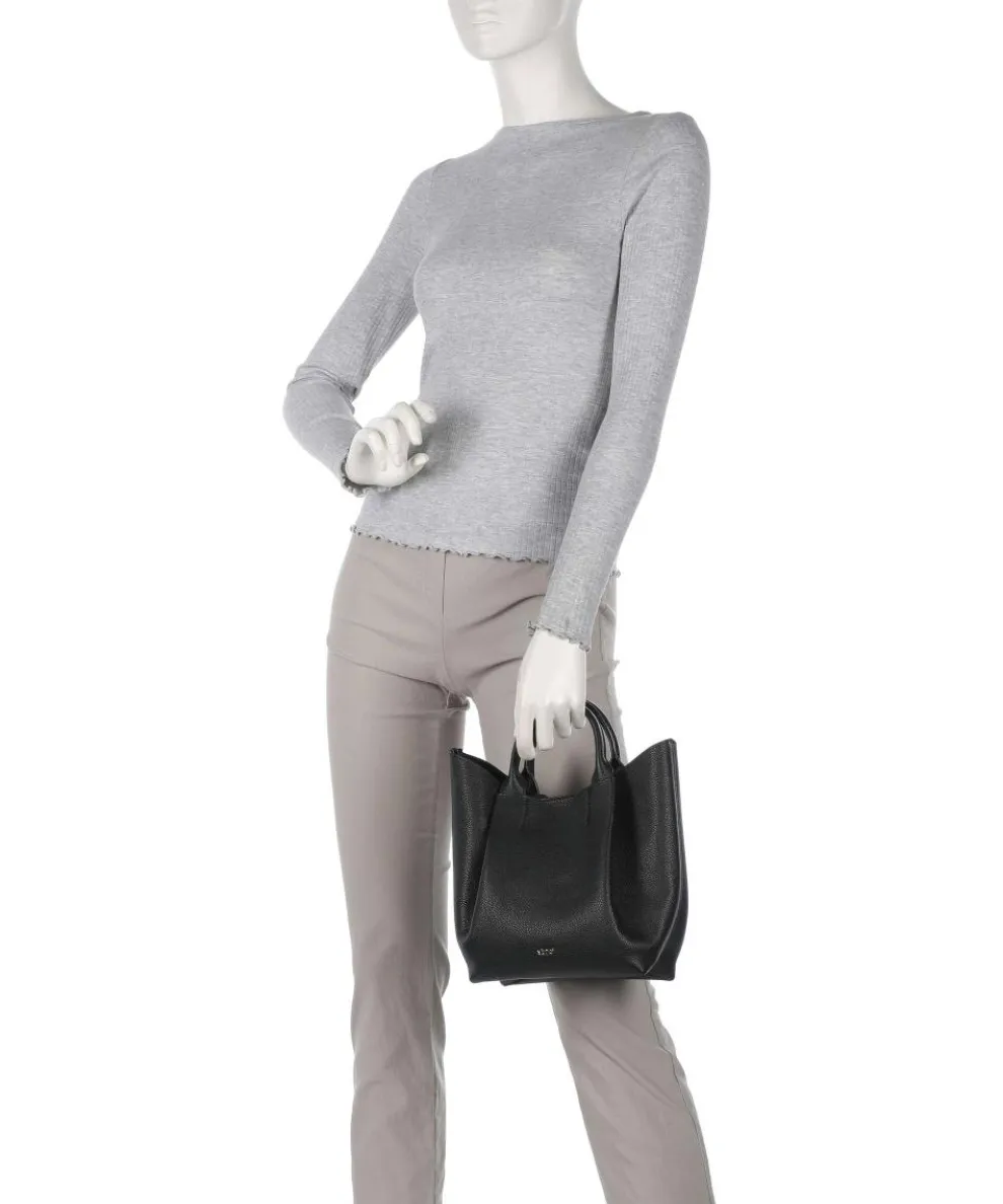Erson Essential Handtasche genarbtes Leder schwarz