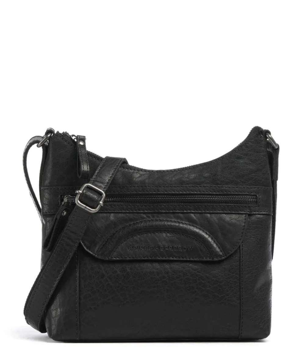 Bronco Elien Umhängetasche fein genarbtes Leder schwarz