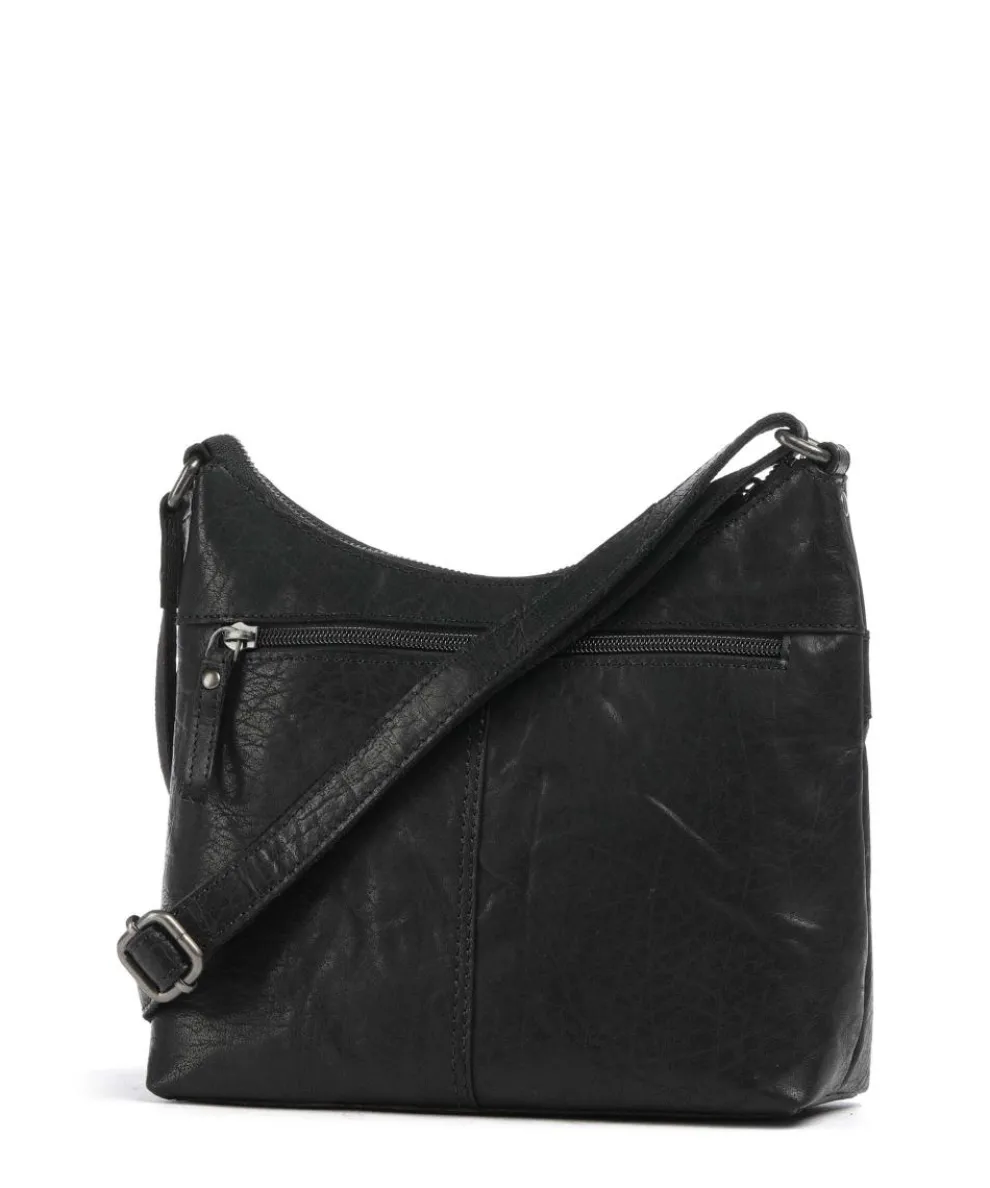 Bronco Elien Umhängetasche fein genarbtes Leder schwarz