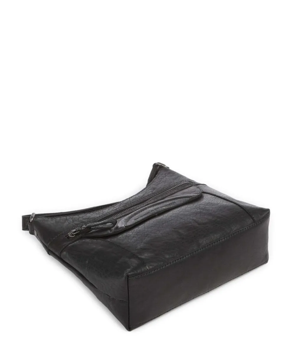 Bronco Elien Umhängetasche fein genarbtes Leder schwarz