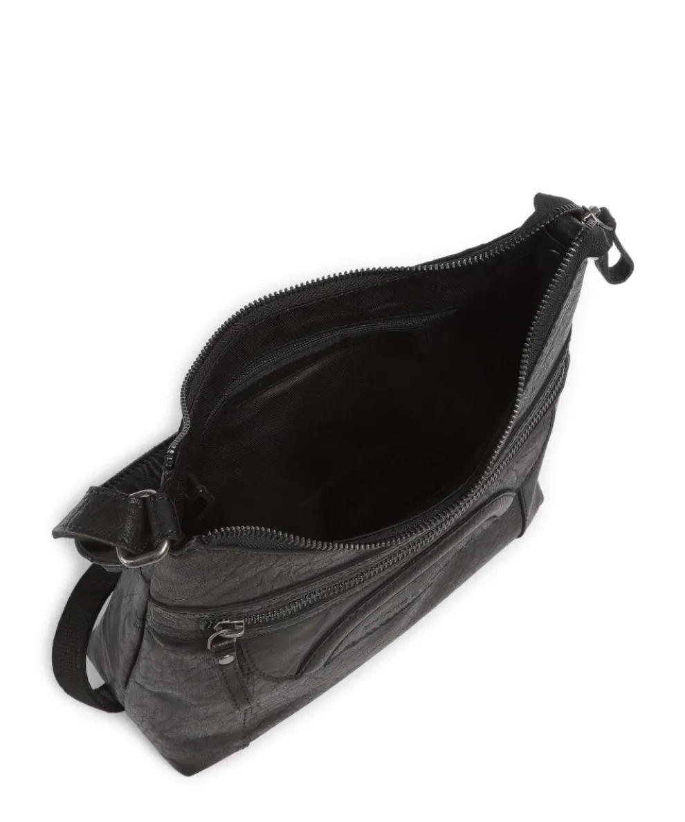 Bronco Elien Umhängetasche fein genarbtes Leder schwarz