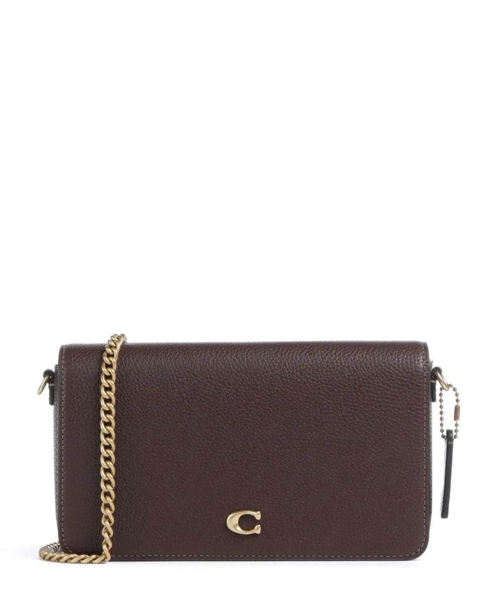 Essential Umhängetasche genarbtes Leder dunkelbraun