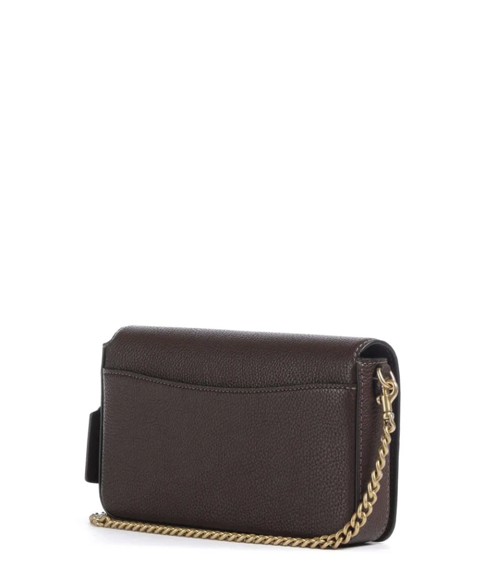 Essential Umhängetasche genarbtes Leder dunkelbraun