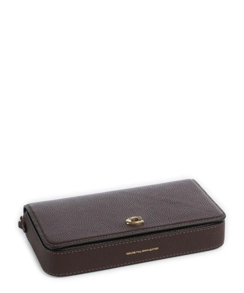 Essential Umhängetasche genarbtes Leder dunkelbraun