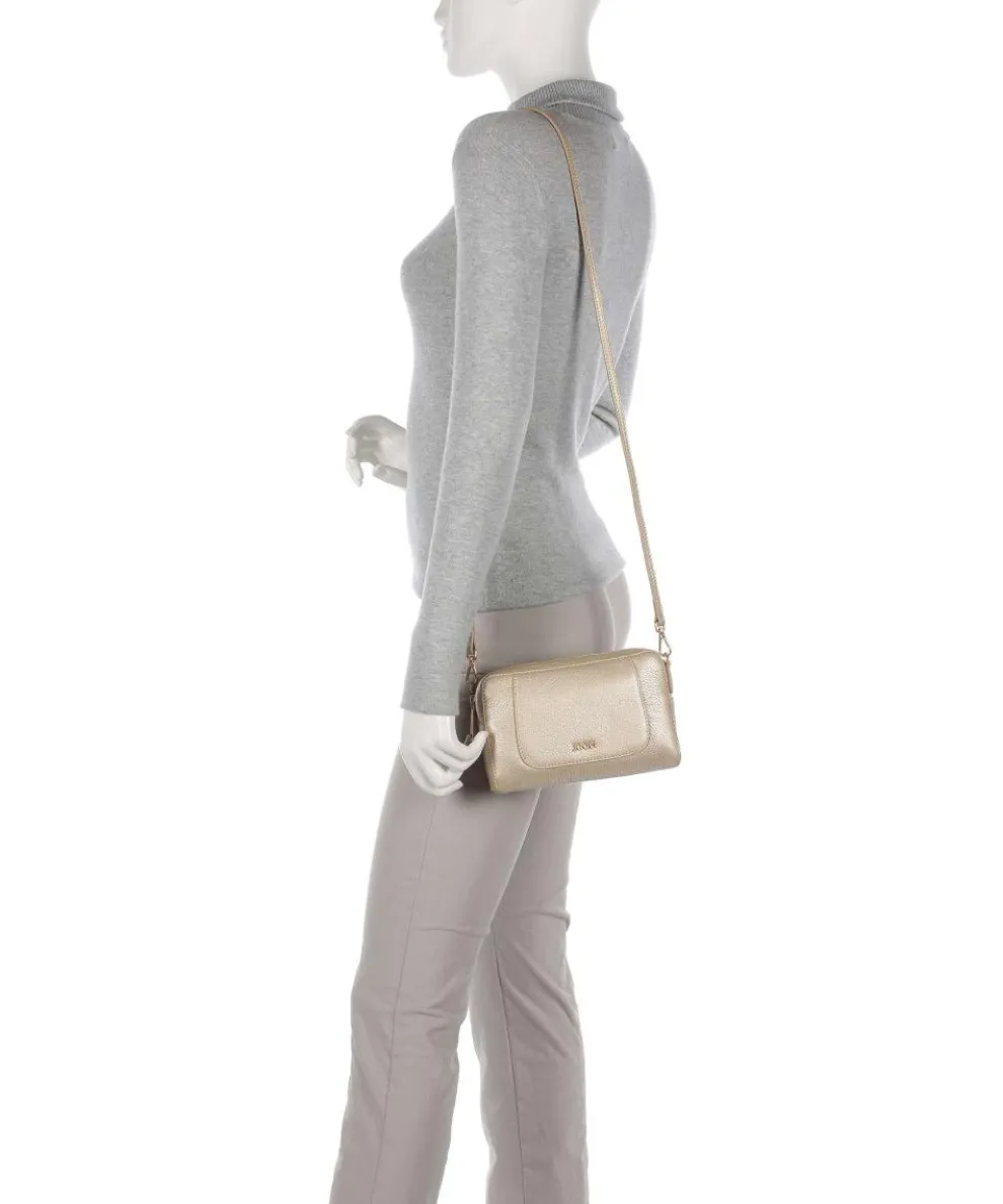 Estate Metallo Umhängetasche genarbtes Leder gold