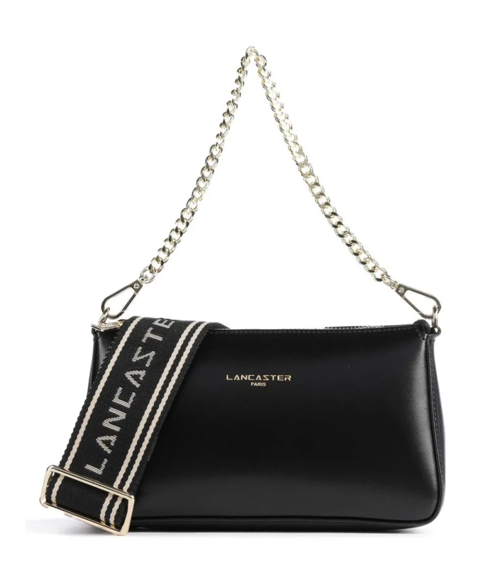 Even Schultertasche glattes Rindsleder schwarz