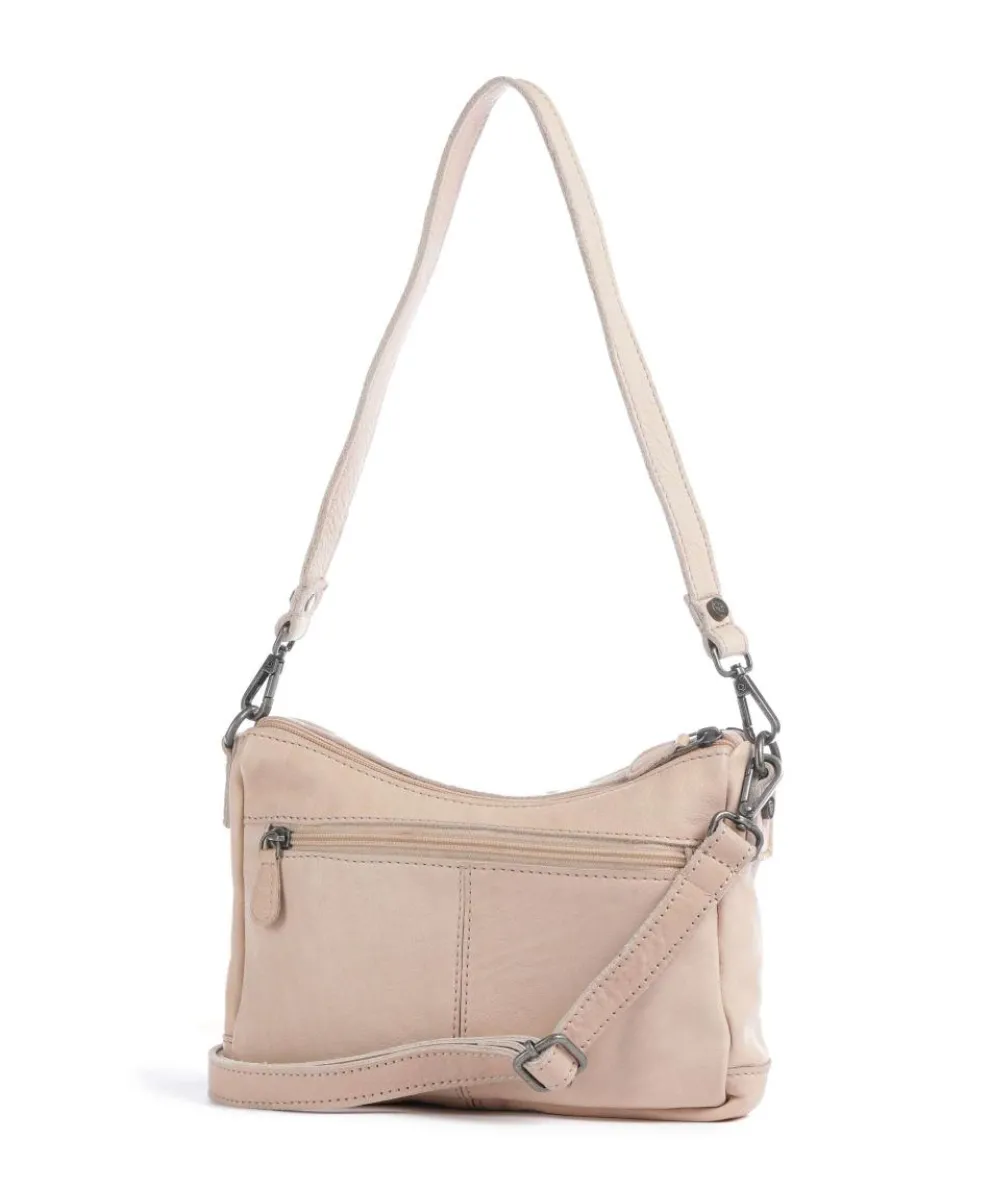 Washed Waxed Cow Irving Schultertasche genarbtes Rindsleder beige