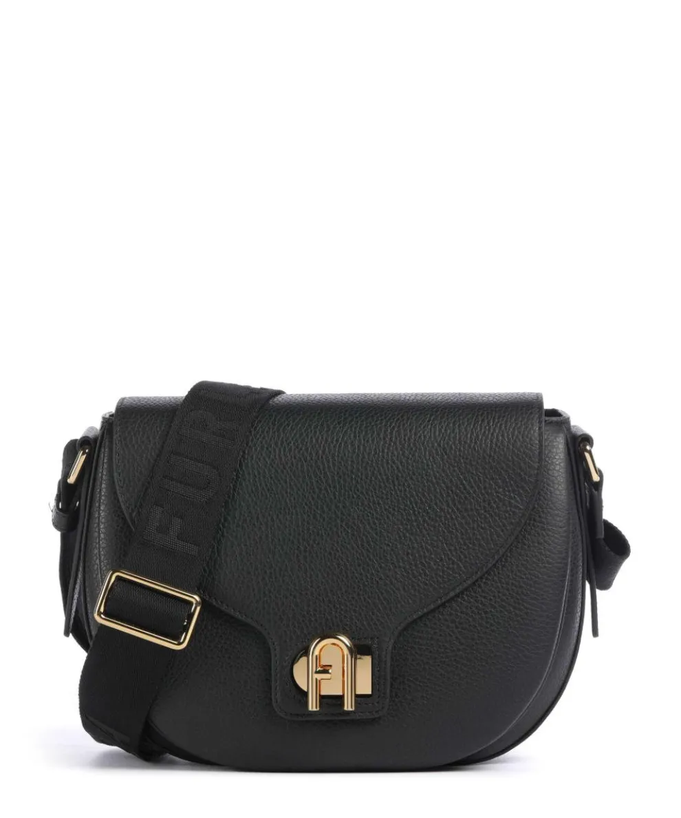 Lotus S Umhängetasche genarbtes Leder schwarz