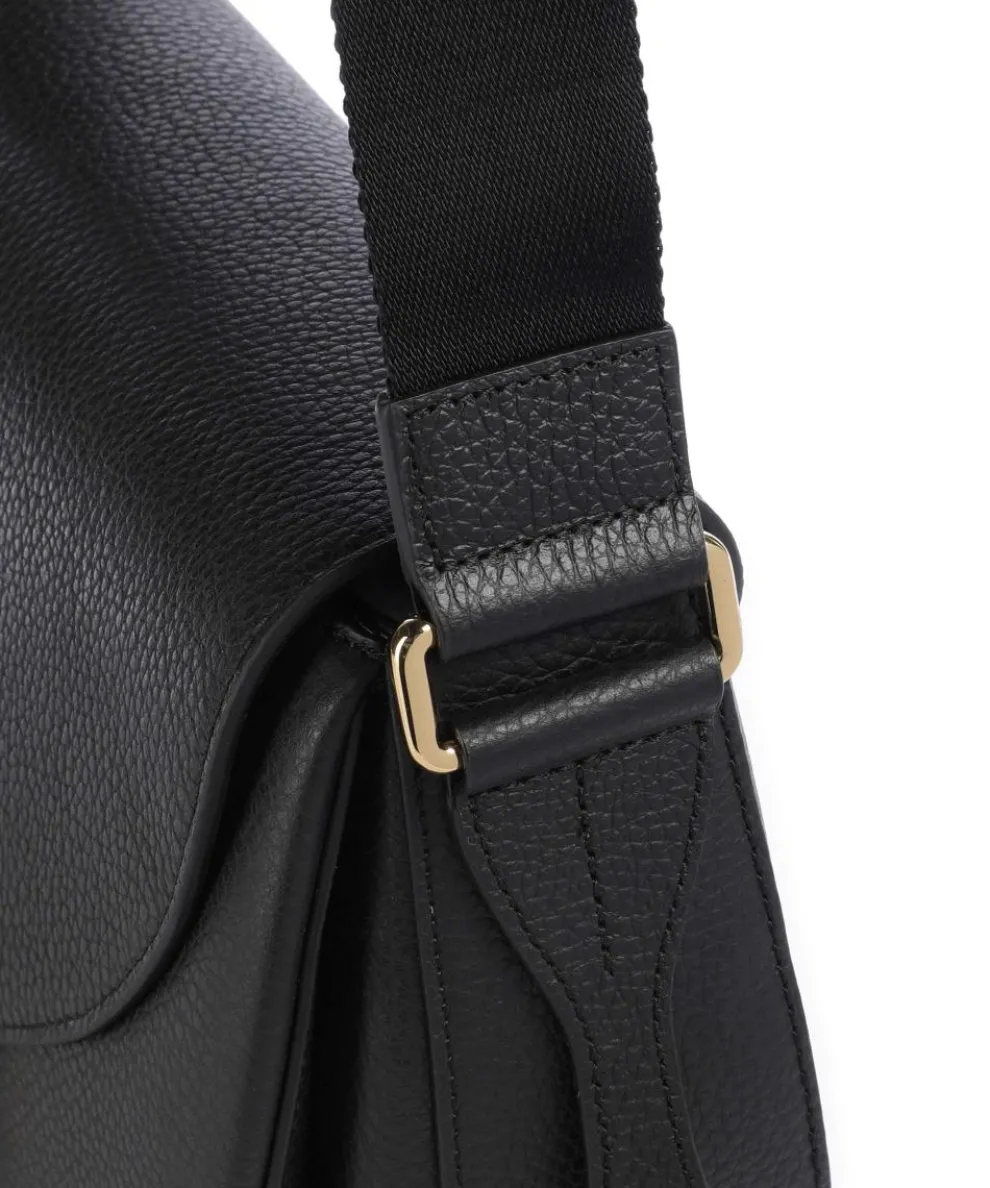 Lotus S Umhängetasche genarbtes Leder schwarz