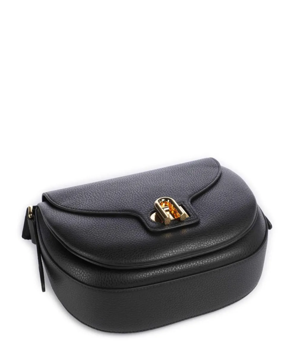 Lotus S Umhängetasche genarbtes Leder schwarz