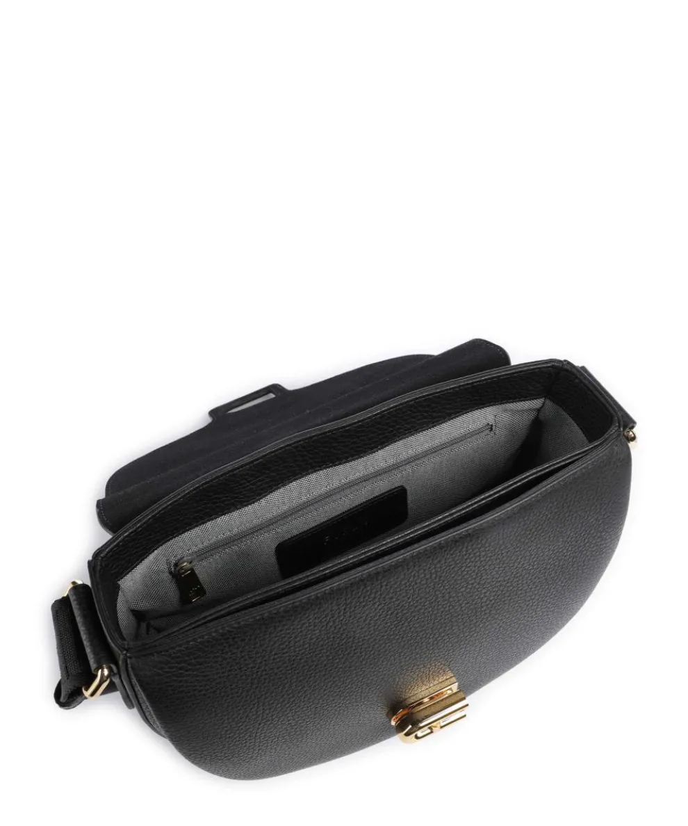 Lotus S Umhängetasche genarbtes Leder schwarz