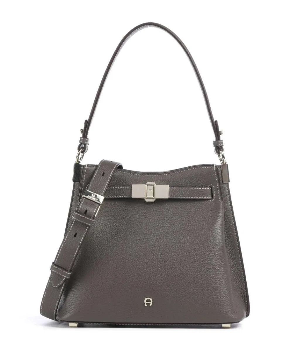 Farah M Beuteltasche genarbtes Rindsleder taupe