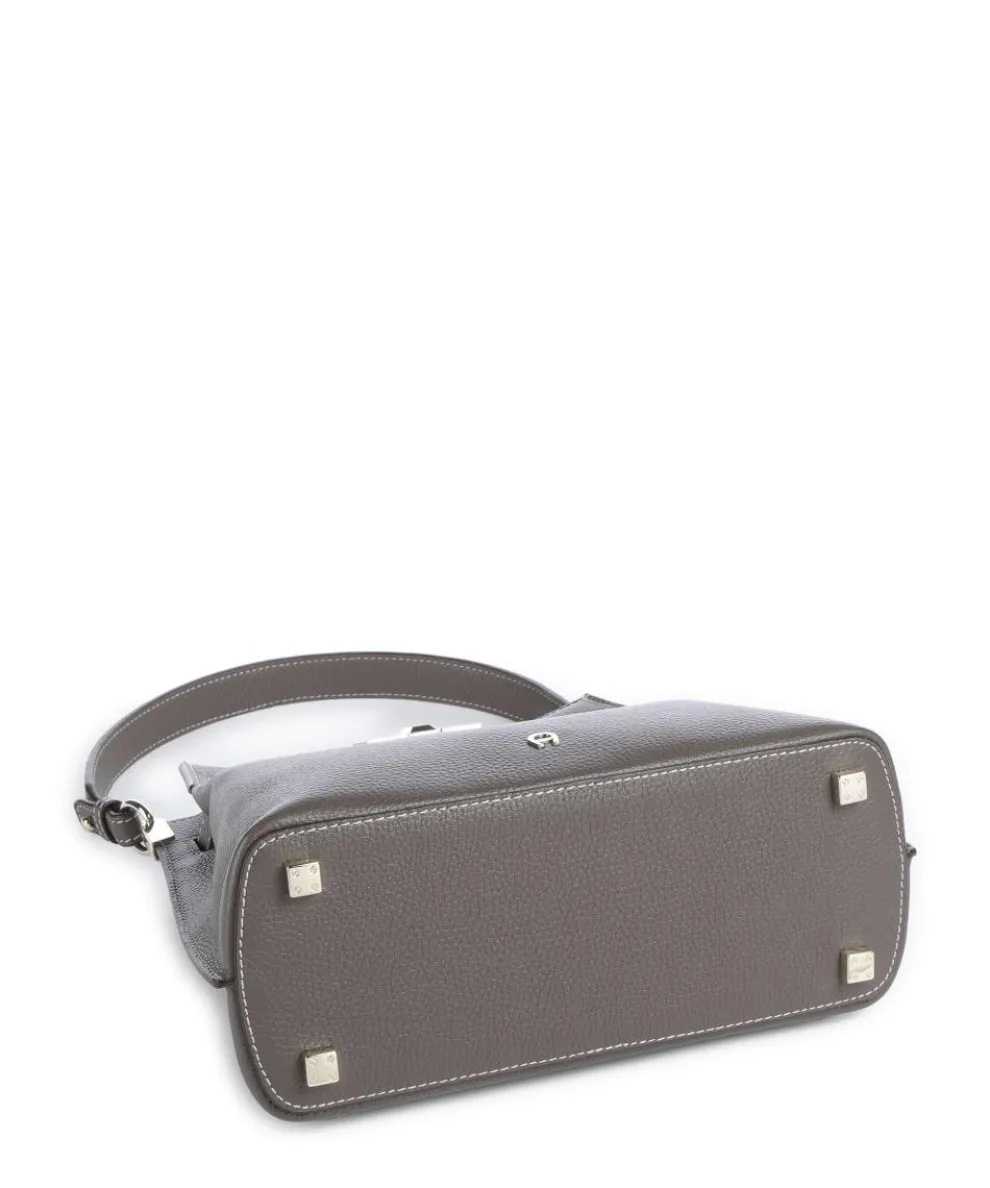 Farah M Beuteltasche genarbtes Rindsleder taupe