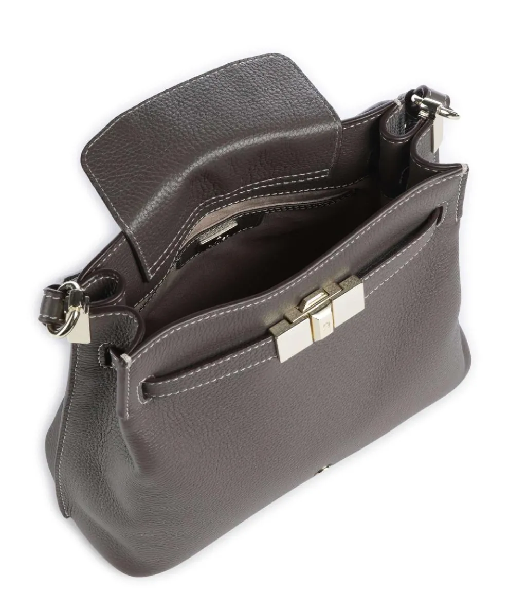 Farah M Beuteltasche genarbtes Rindsleder taupe