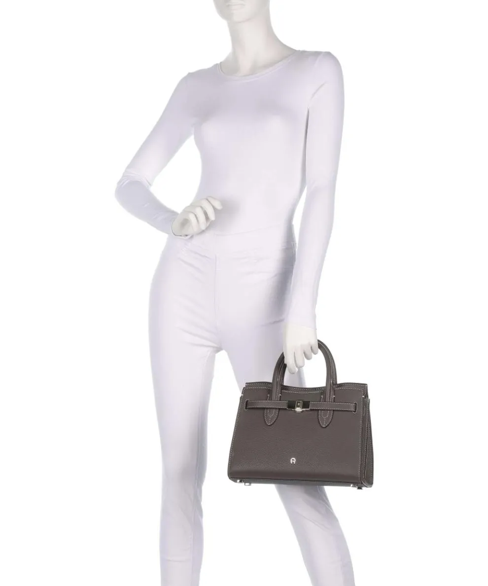 Farah M Handtasche genarbtes Rindsleder taupe