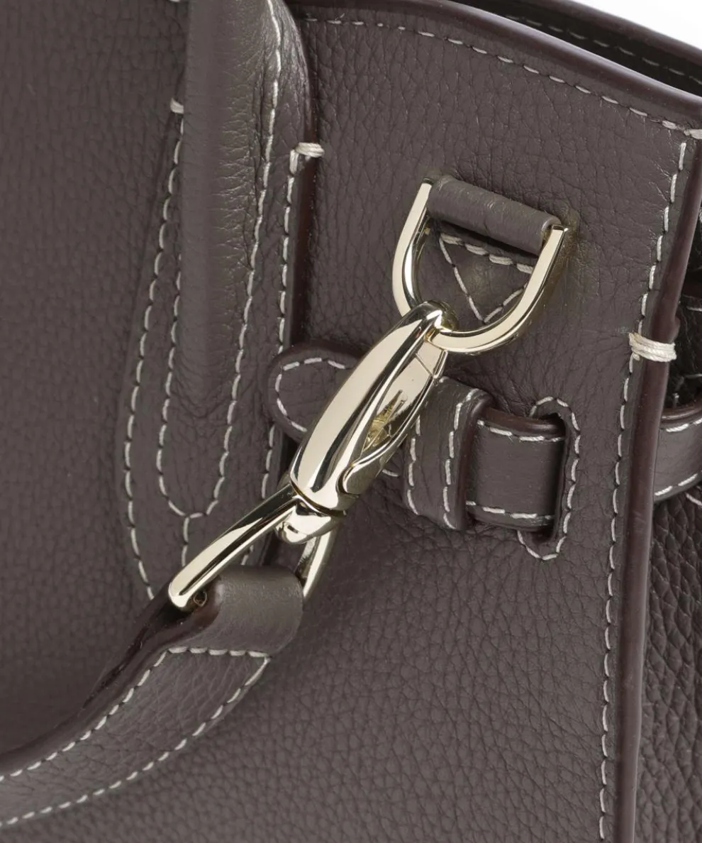 Farah M Handtasche genarbtes Rindsleder taupe