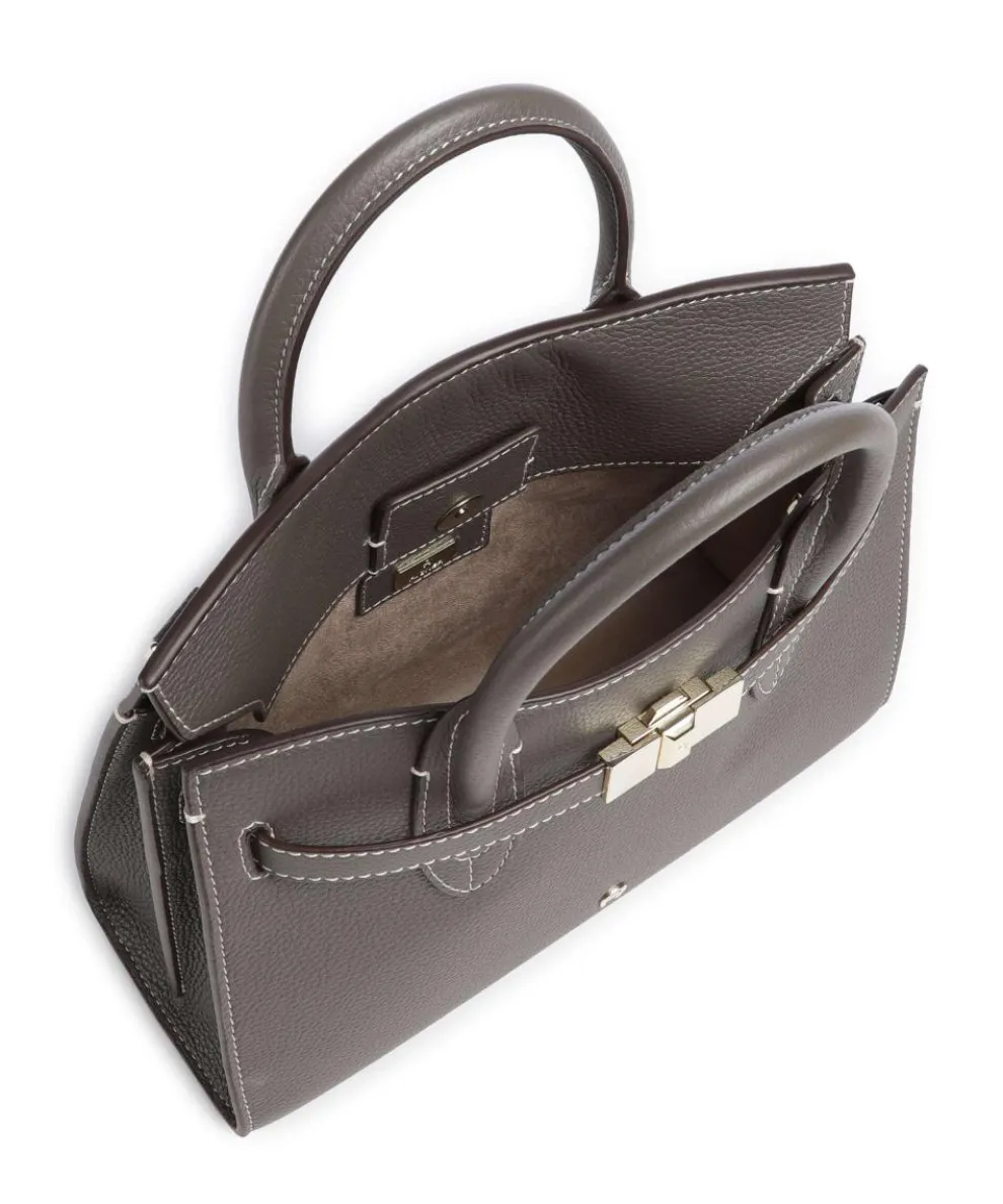 Farah M Handtasche genarbtes Rindsleder taupe