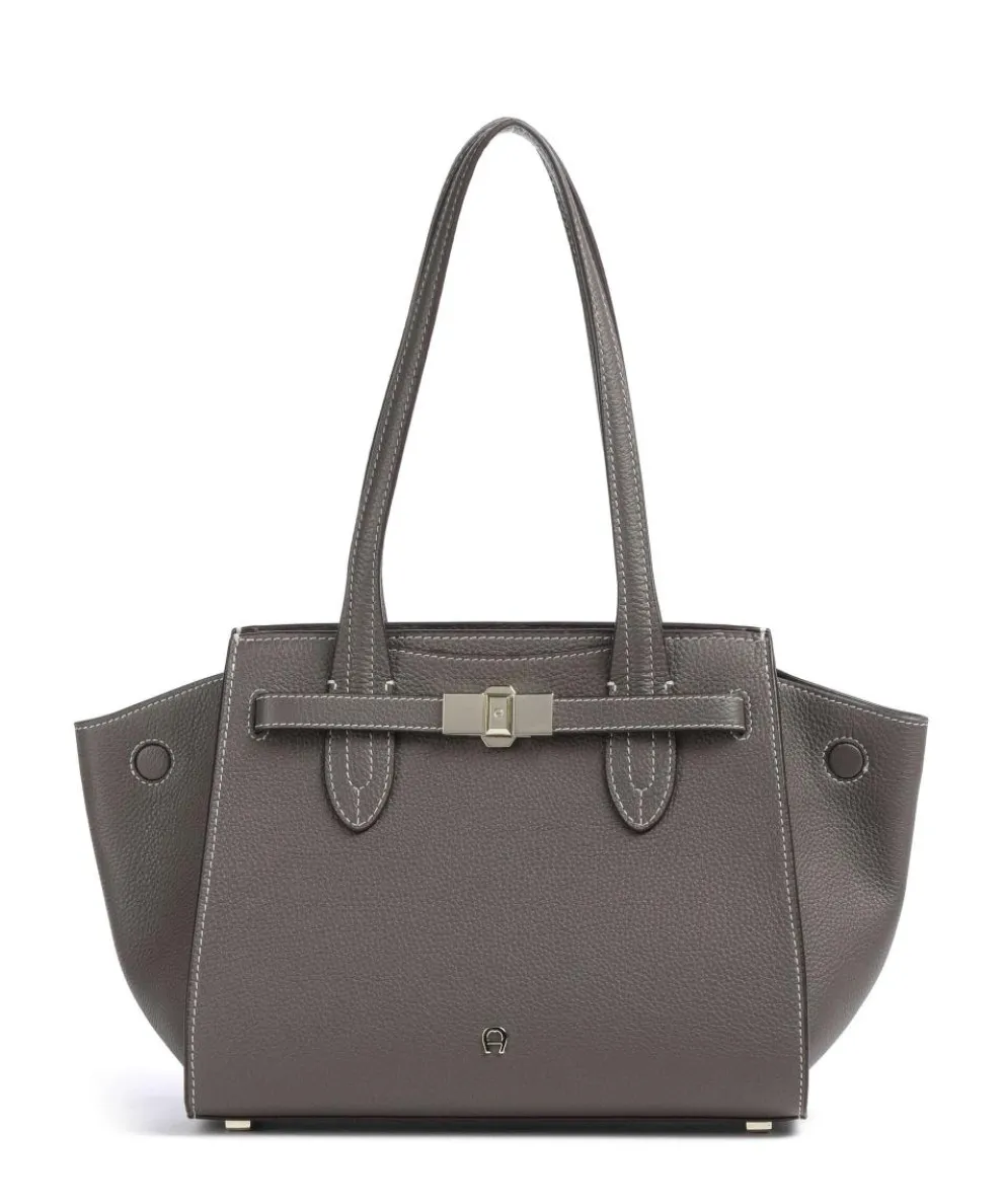 Farah M Schultertasche genarbtes Rindsleder taupe