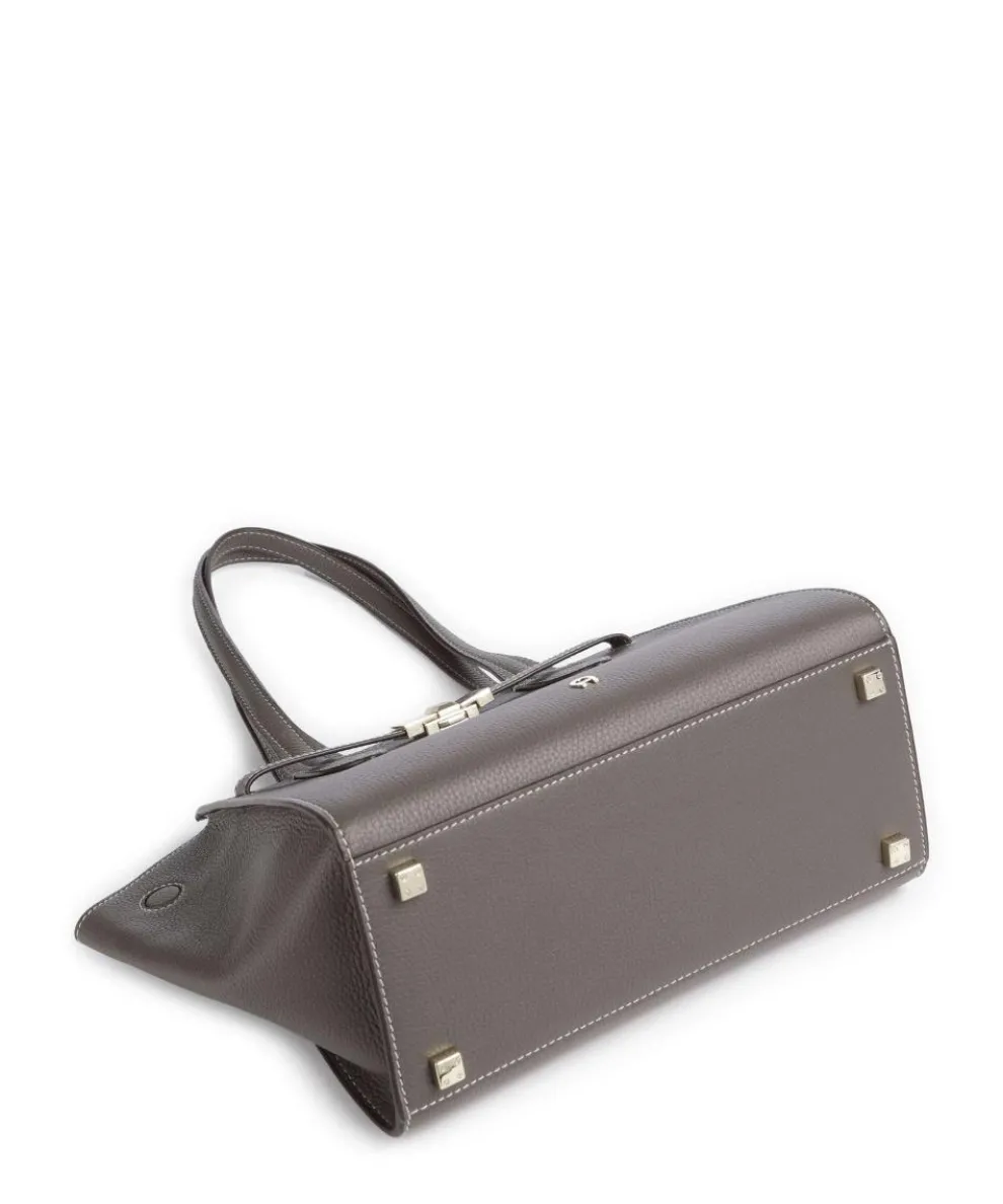 Farah M Schultertasche genarbtes Rindsleder taupe