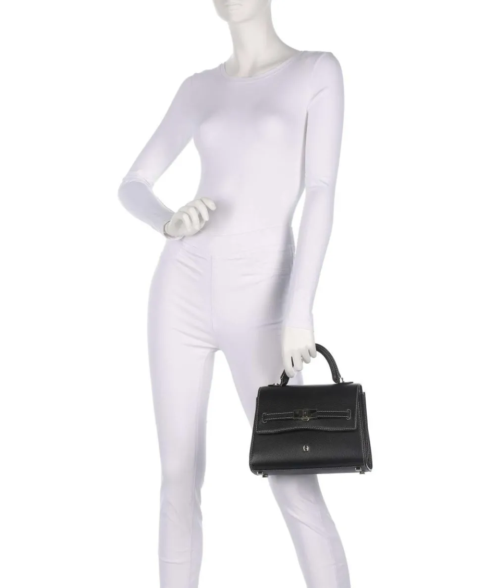 Farah S Handtasche genarbtes Rindsleder schwarz