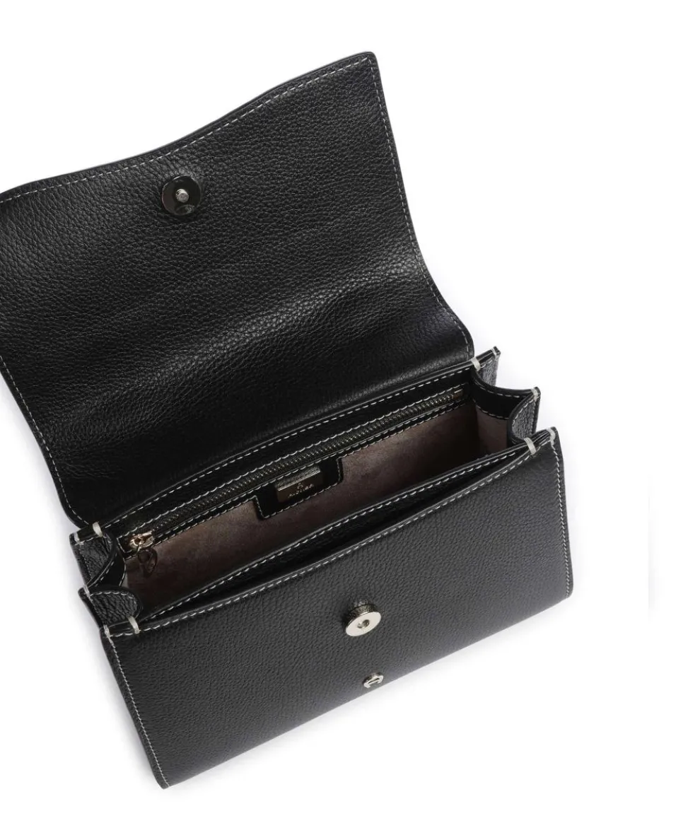 Farah S Handtasche genarbtes Rindsleder schwarz