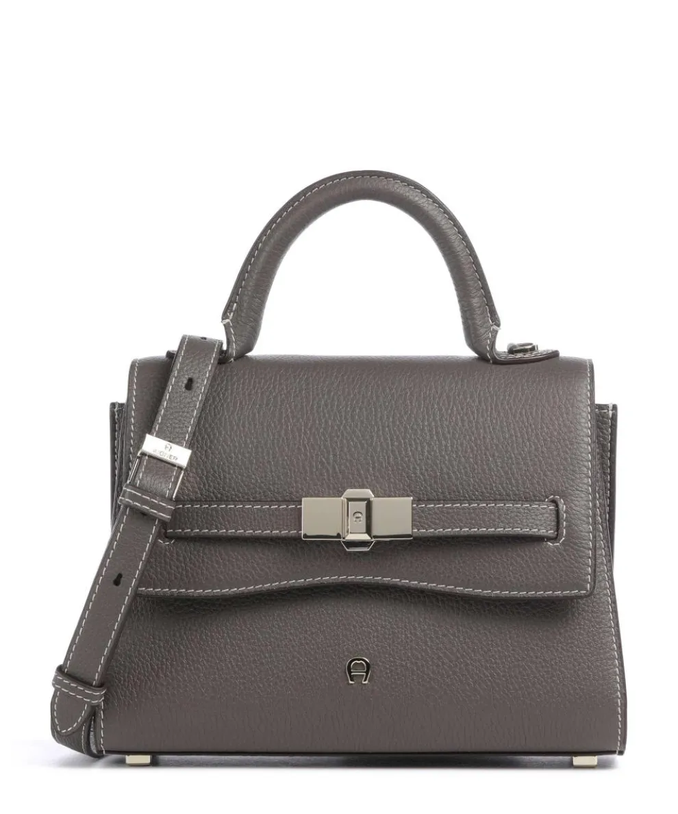Farah S Handtasche genarbtes Rindsleder taupe