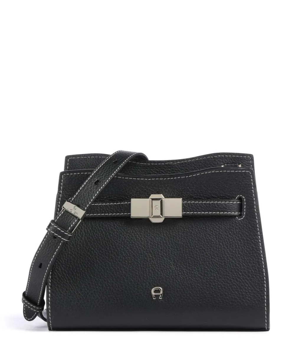 Farah S Umhängetasche genarbtes Rindsleder schwarz