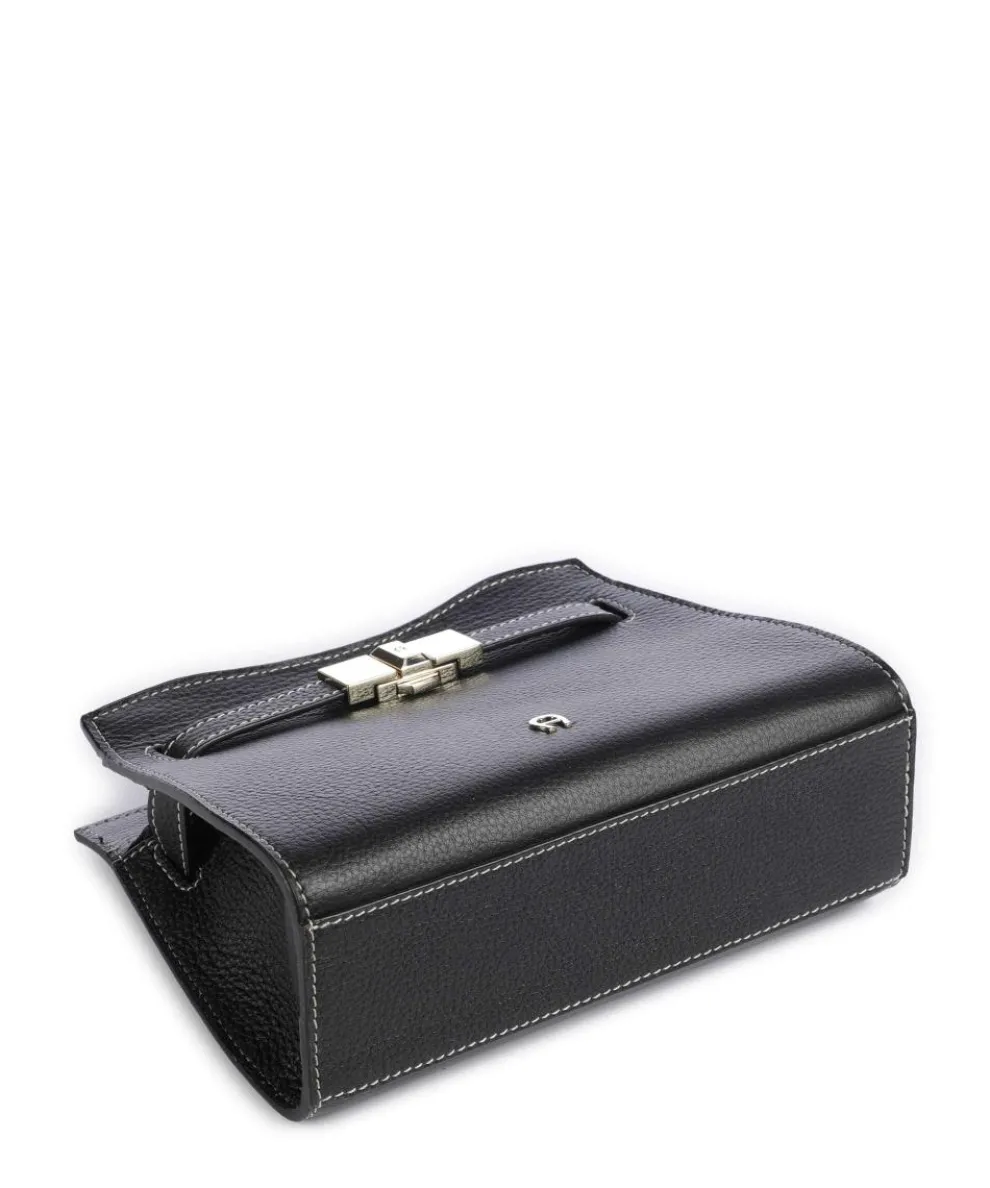 Farah S Umhängetasche genarbtes Rindsleder schwarz