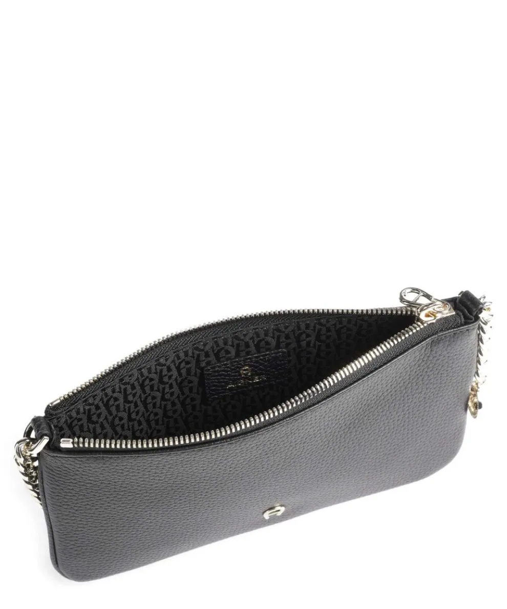 Fashion Schultertasche genarbtes Rindsleder schwarz