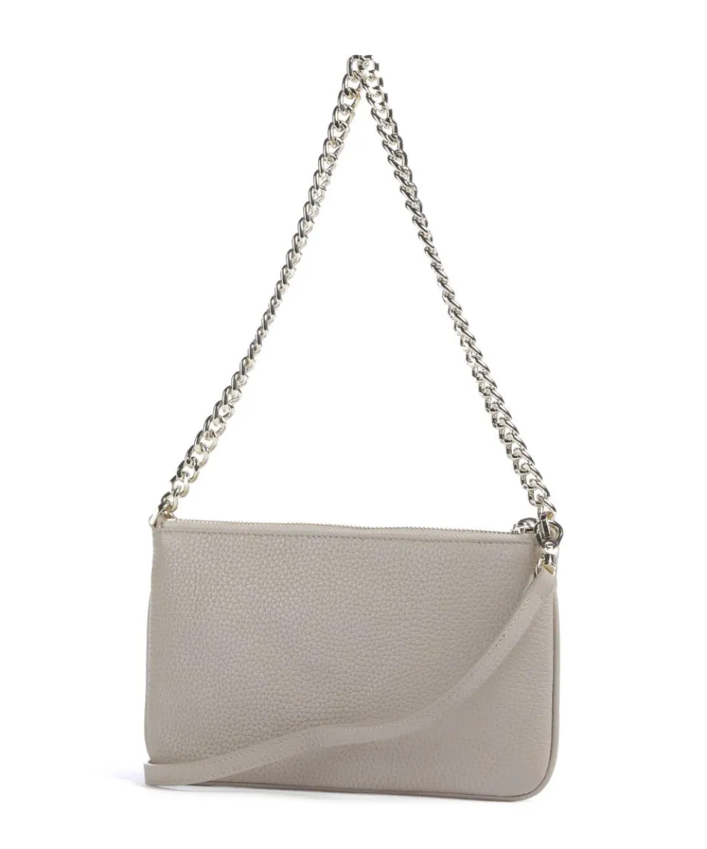 Fashion Schultertasche genarbtes Rindsleder grau