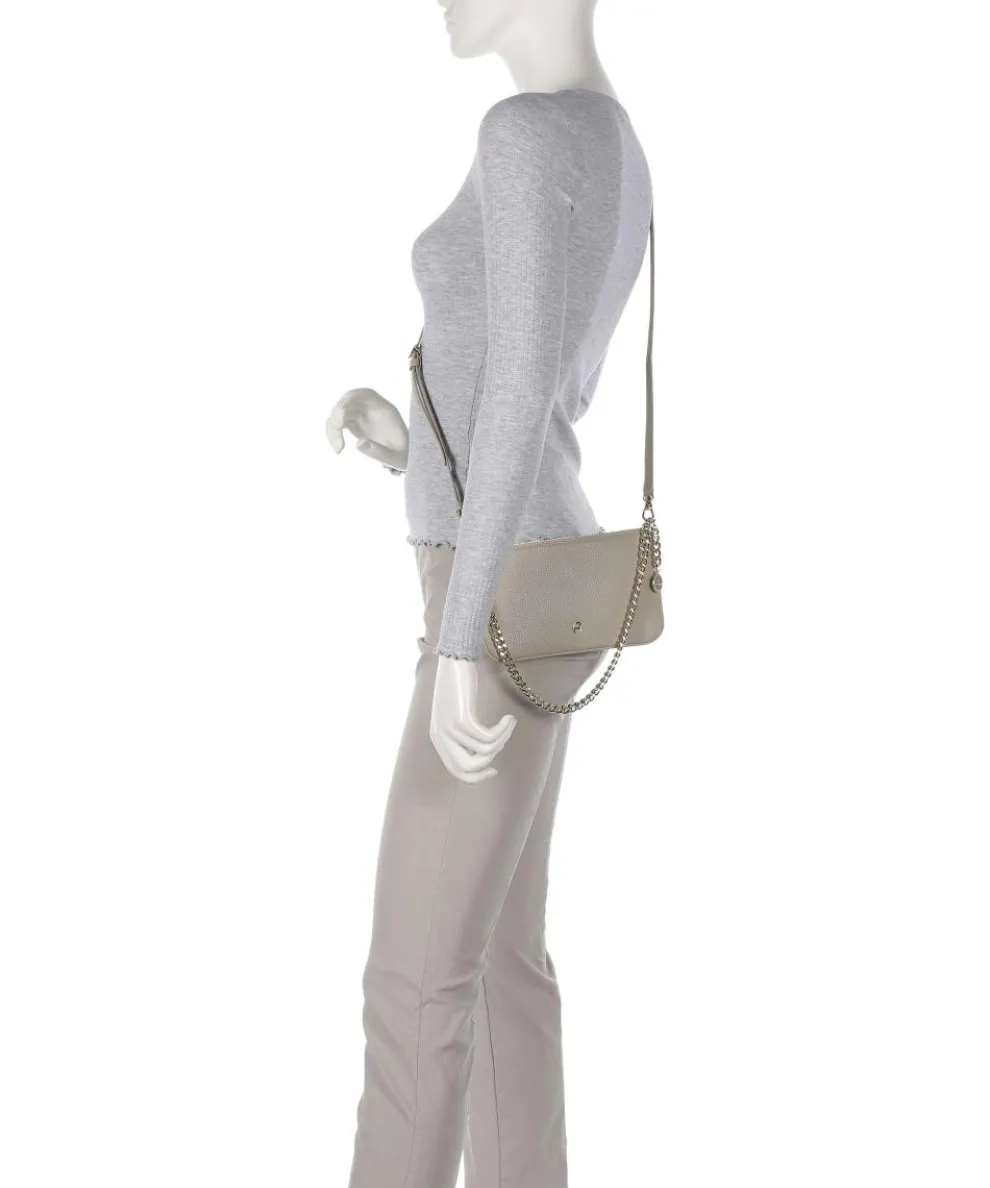 Fashion Schultertasche genarbtes Rindsleder grau