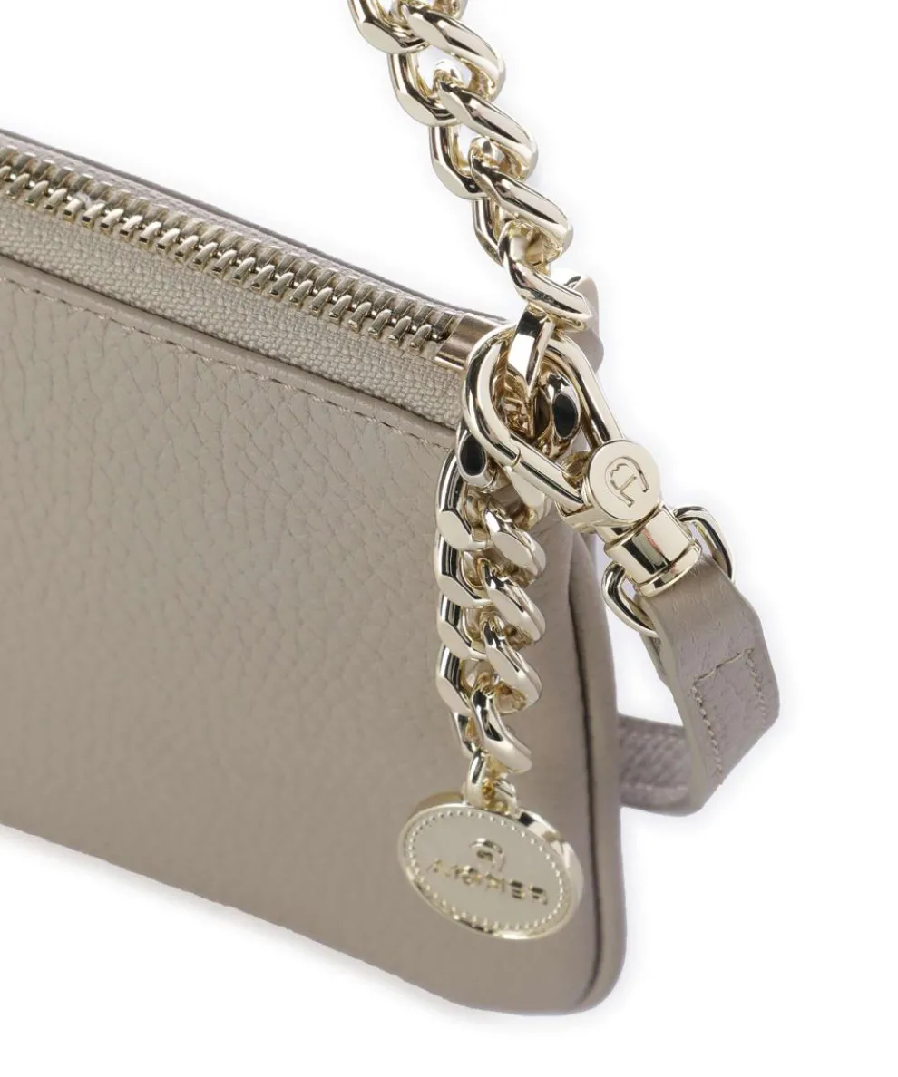 Fashion Schultertasche genarbtes Rindsleder grau