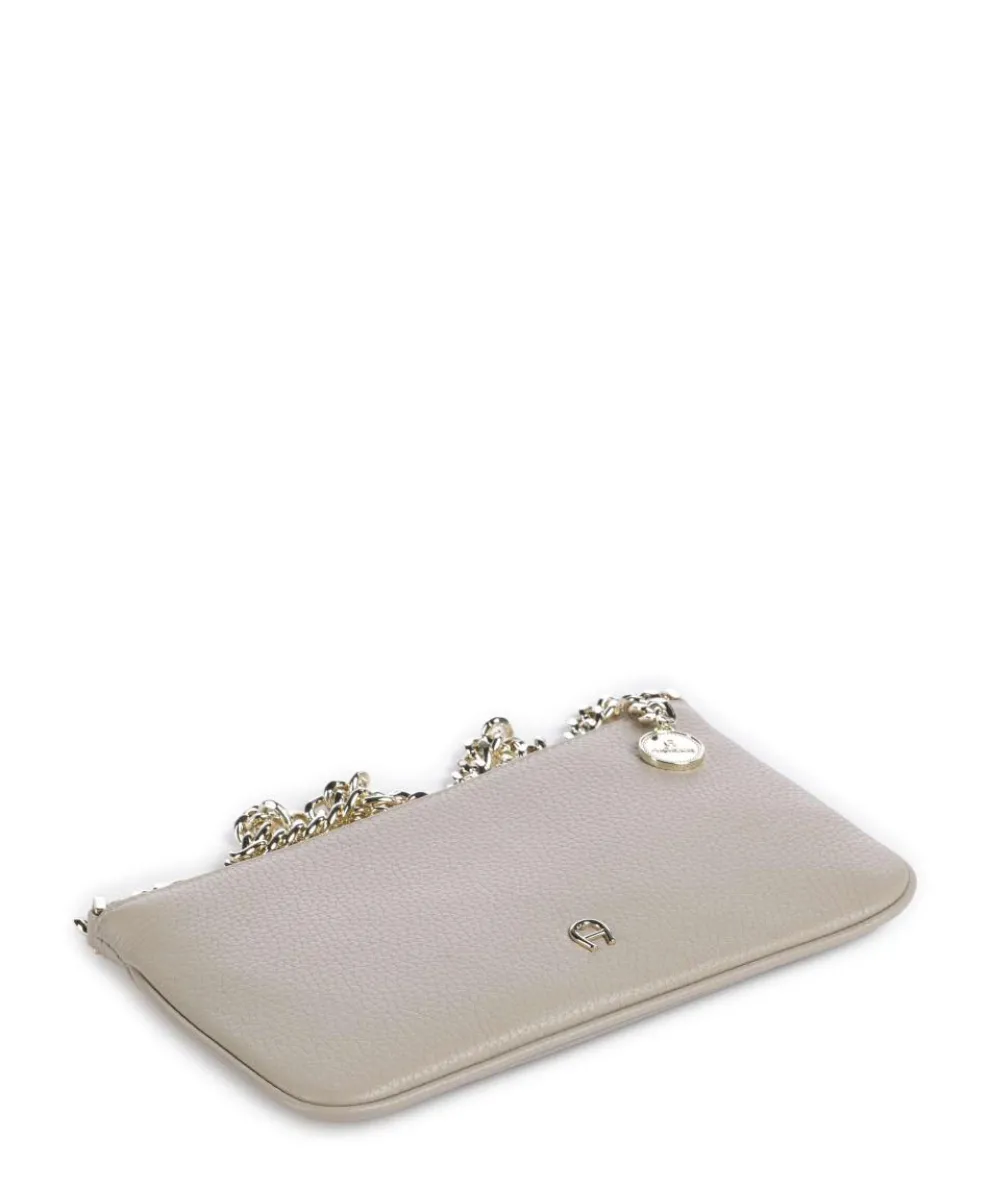 Fashion Schultertasche genarbtes Rindsleder grau