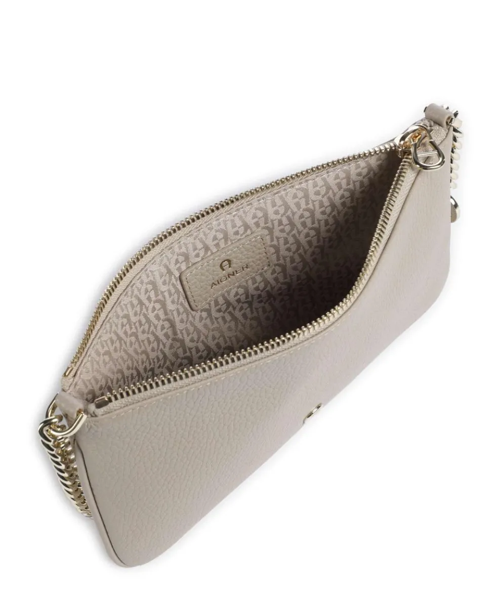 Fashion Schultertasche genarbtes Rindsleder grau