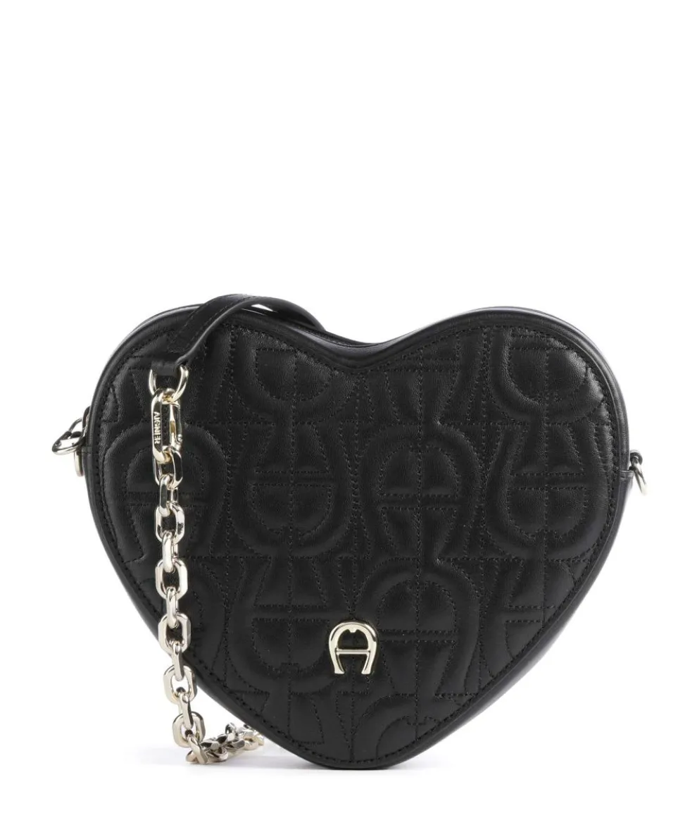 Fashion Umhängetasche fein genarbtes Rindsleder schwarz