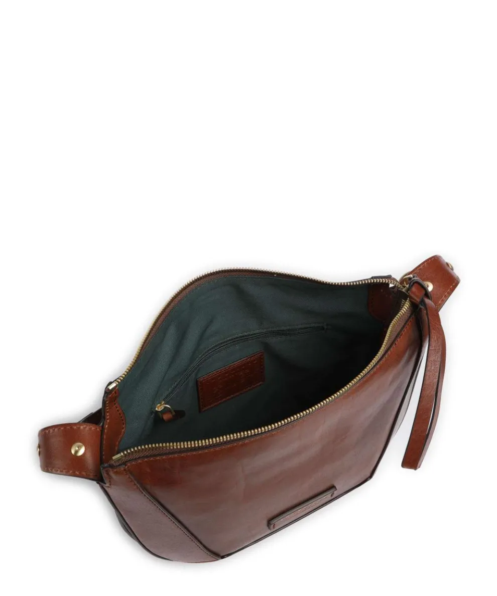 Fedora Umhängetasche fein genarbtes Rindsleder braun