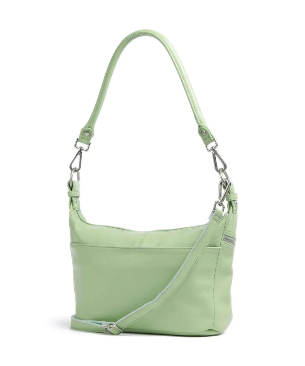 Feeling Good Schultertasche genarbtes Leder hellgrün